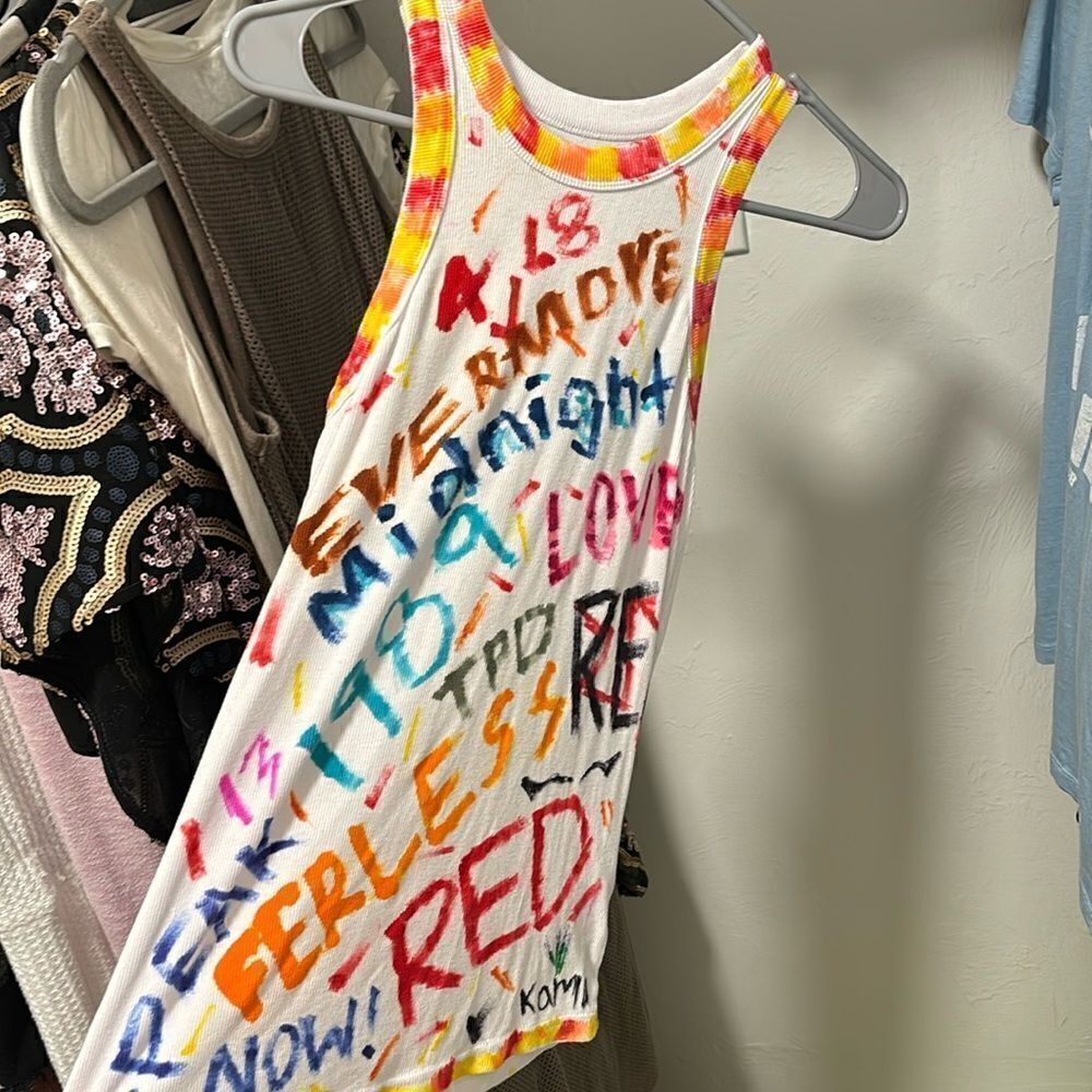 Taylor swift rainbow handmade ribbed tank top for concert or dress up sz small